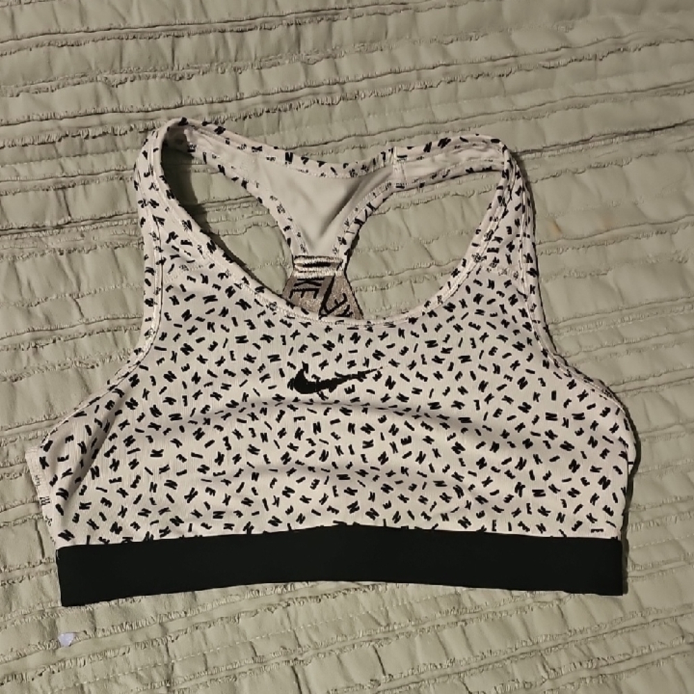 Nike Youth Patterned Black and White Sports Bra
